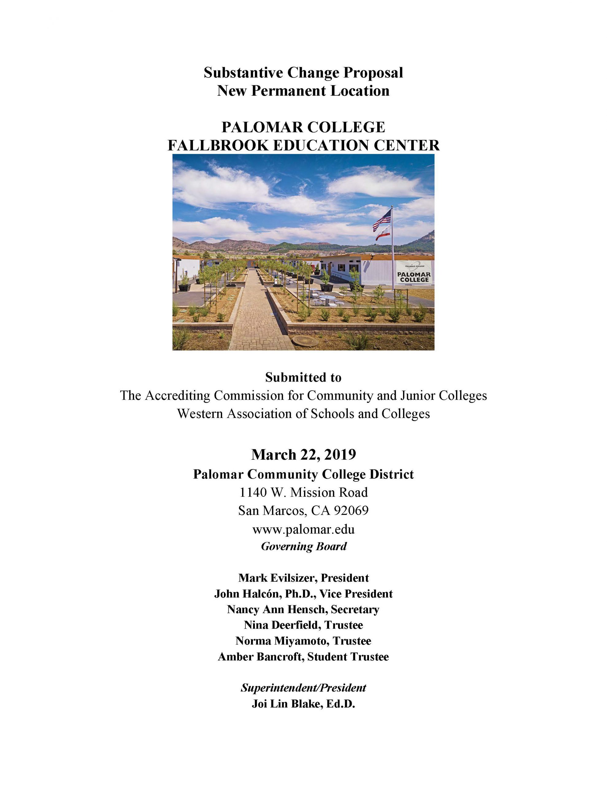 Fallbrook Substantive Change Report Cover 