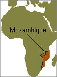 map of Africa highlighting Mozambique