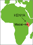 map of Africa showing the location of the Masai in Kenya, East Africa
