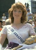 Photo of the Beauty Queen of Annapolis Maryland with her crown and other symbols of the title