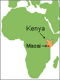 map of Kenya highlighting the Masai territory