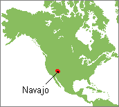 map of North America highlighting the location of the Navaho