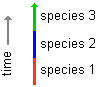 schematic drawing of one species evolving into another species over time without adaptive radiation