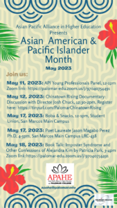 Flyer of Asian American & Pacific Islander Month Events for May 2023