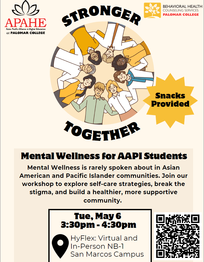 Flyer for mental wellness with QR code for Zoom link.