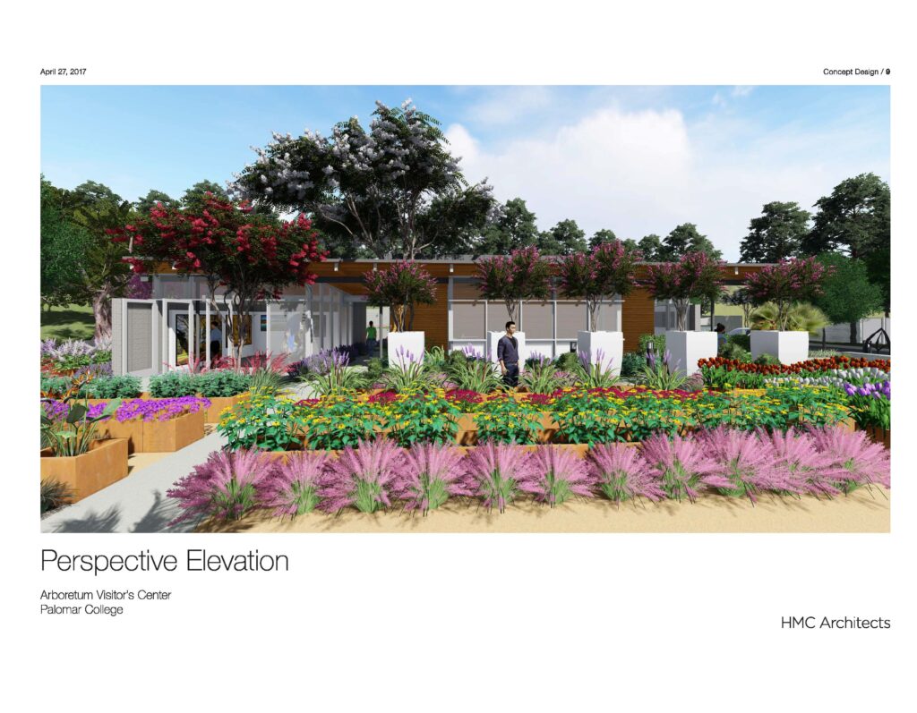 An artist's rendering of the proposed Arboretum Visitor's Center, front view