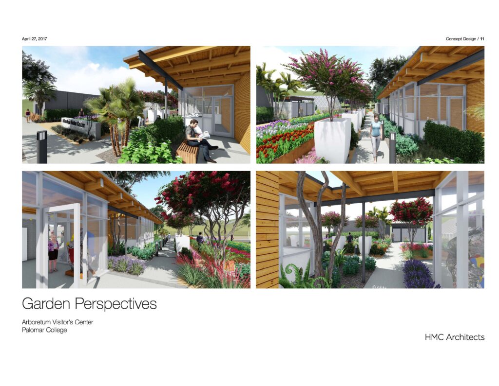 An artist's rendering of the proposed Arboretum Visitor's Center, Garden perspective view