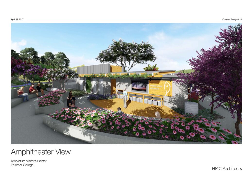 An artist's rendering of the proposed Arboretum Visitor's Center, Amphitheater view