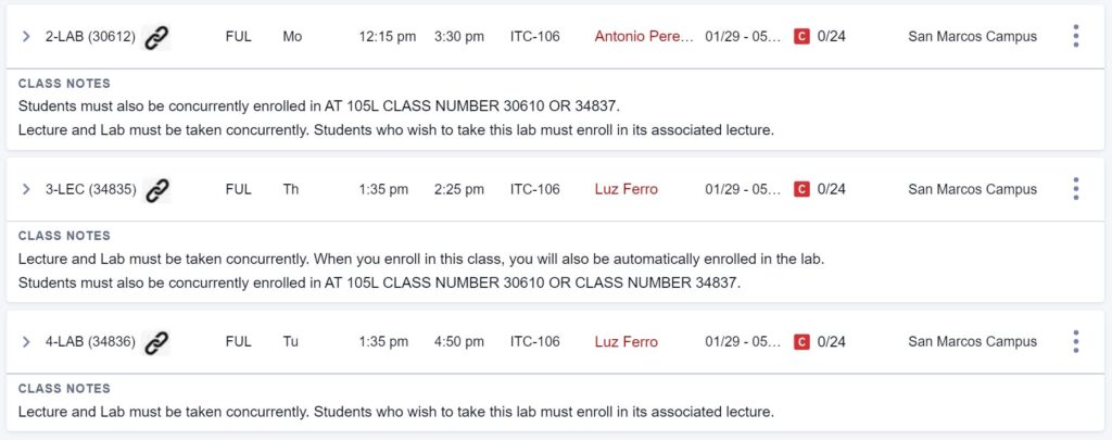 Auto Classes Schedule