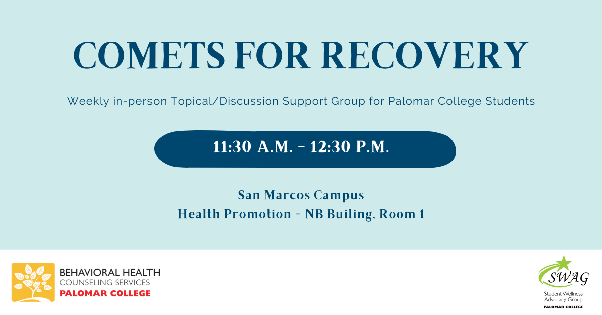 Comets for Recovery Support Group meets Mondays at 11:30am