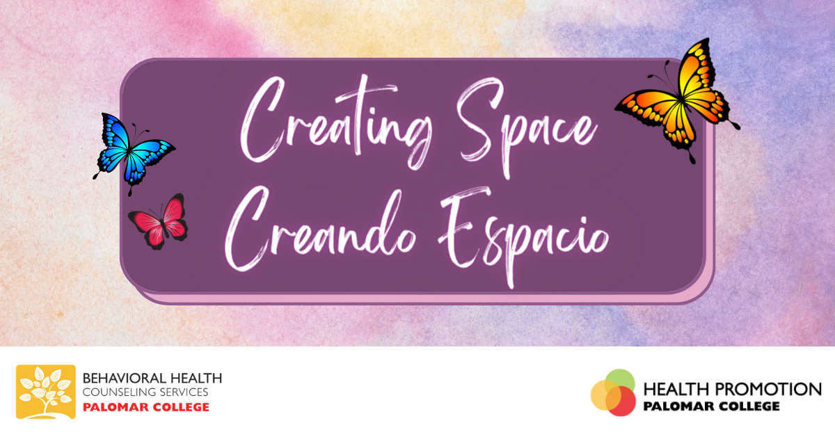 Butterflies with text: Creating Space / Creando Espacio