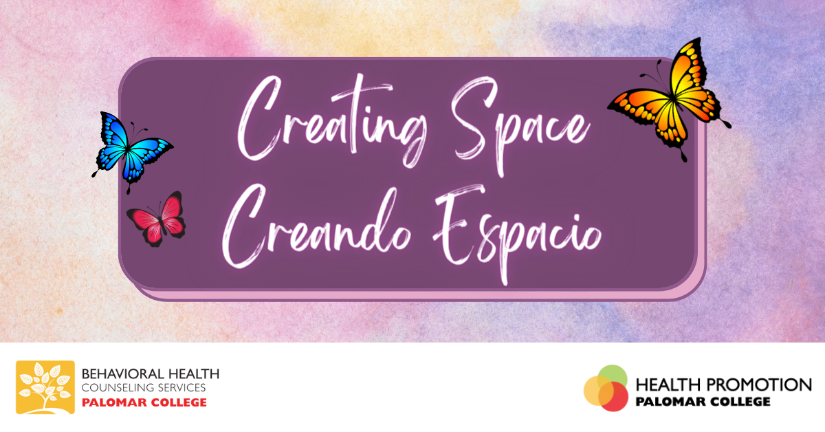 Creating Space Banner Butterflies with text: Creating Space / Creando Espacio