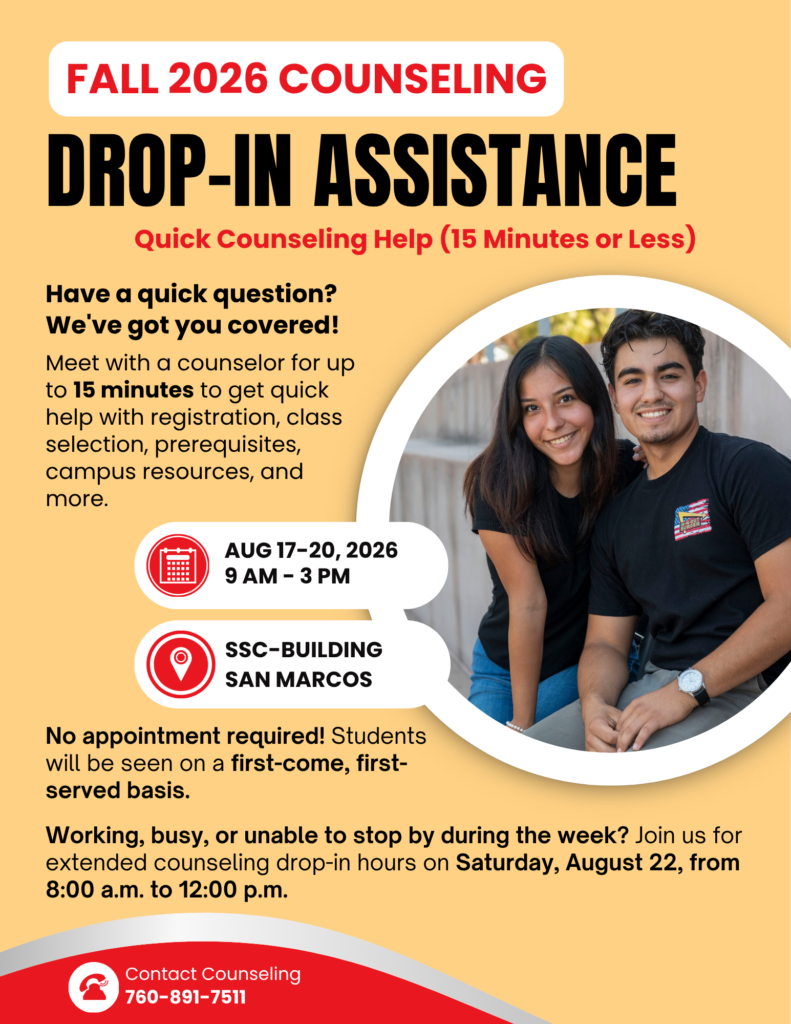 Counseling Drop-In Assistance Flyer