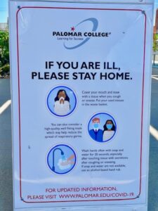 Palomar College COVID-19, Stay Home if ill sign