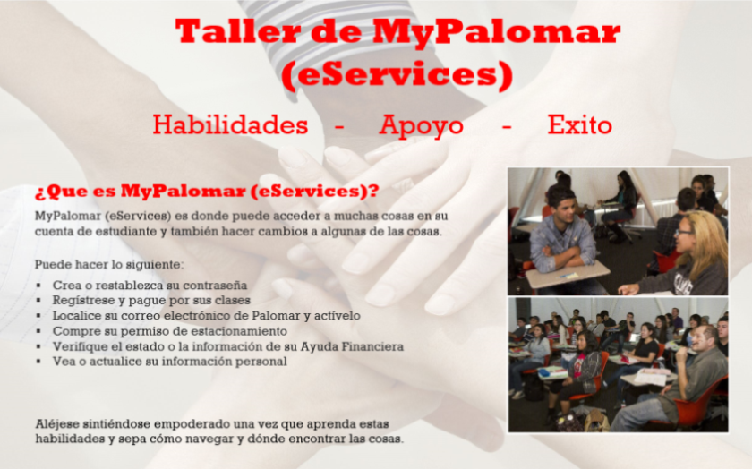 MyPalomar Workshop in Spanish that shows students how to navigate inside of it.