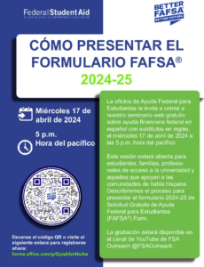 FAFSA webinar in Spanish