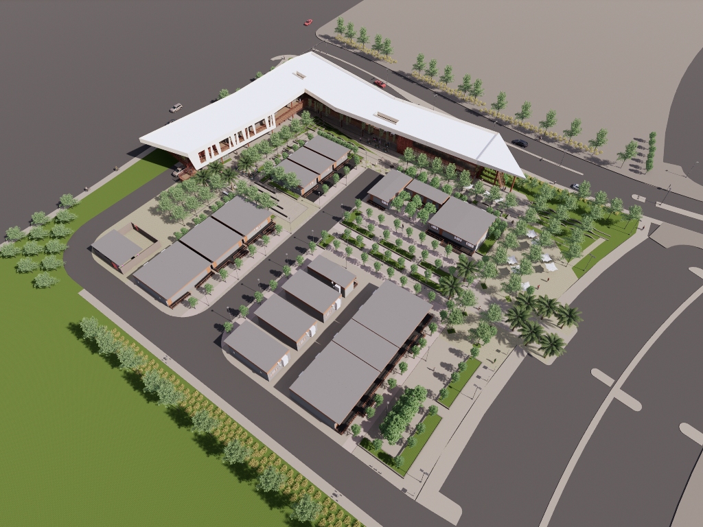 Aerial view of the Fallbrook Student Resource and Learning Center and surrounding campus.