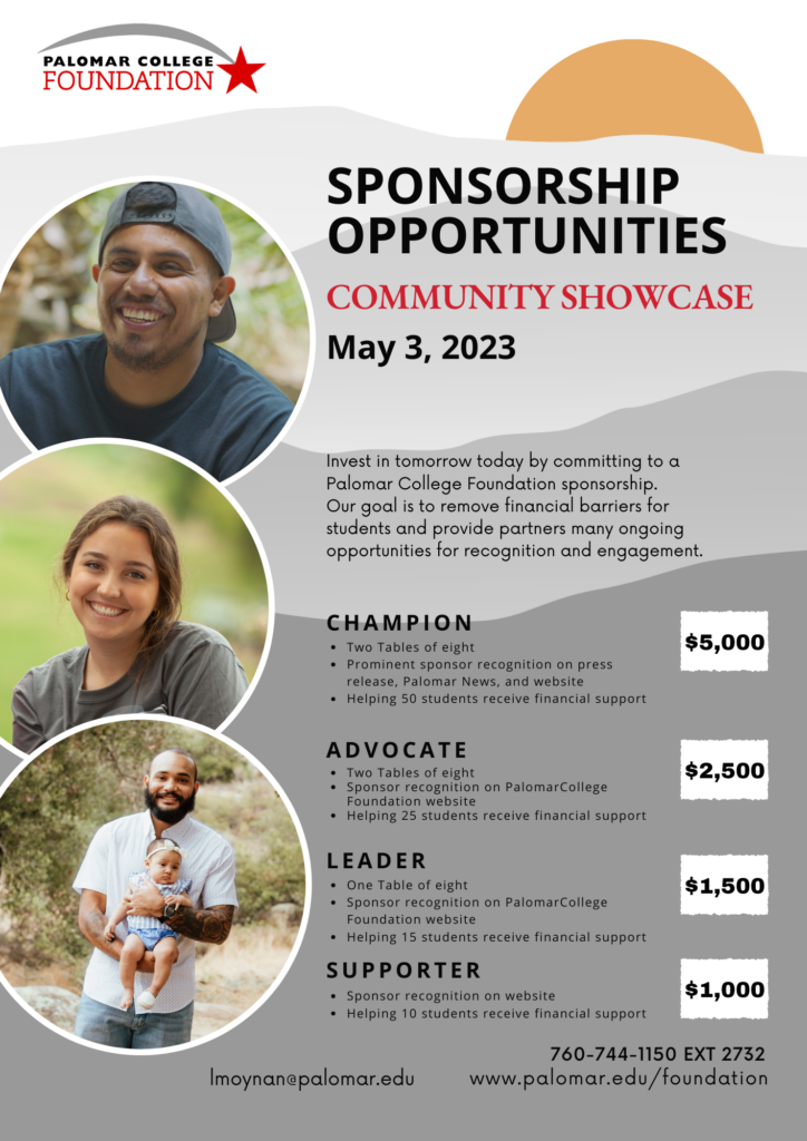 Sponsorship Opportunities available please call 760-744-1150 ext 2732 for information.