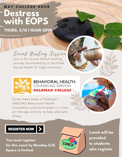 Destress with EOPS on Thursday, May 15th 10am-12pm