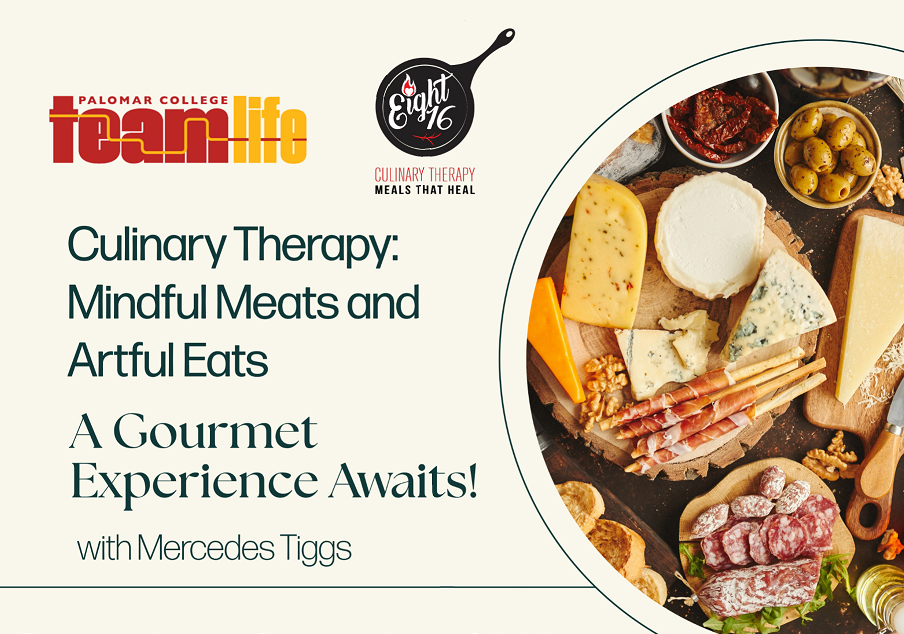 Charcuterie board pictured with TeamLife logo and details of Culinary Therapy workshop