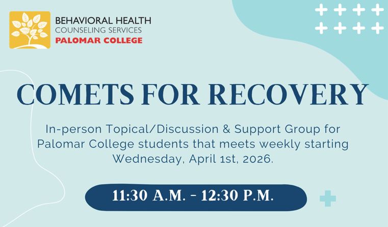 Logo of BHCS and banner title for Comets for Recovery Group