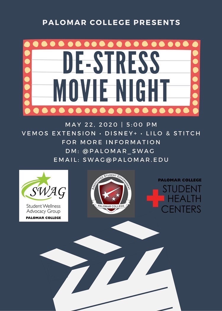 De-Stress Movie Night flyer