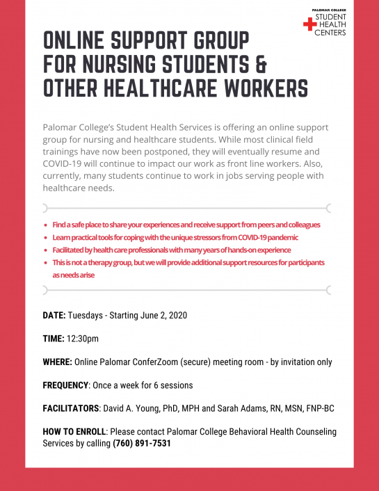 Online Support Group flyer