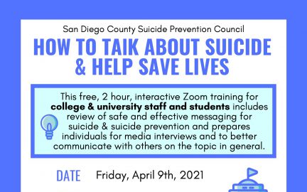 How to Talk About Suicide & Help Save Lives training flyer