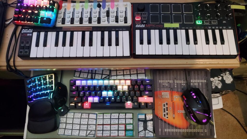 Zeshaun Hassan's keyboard and computer set up that create his music mixes.