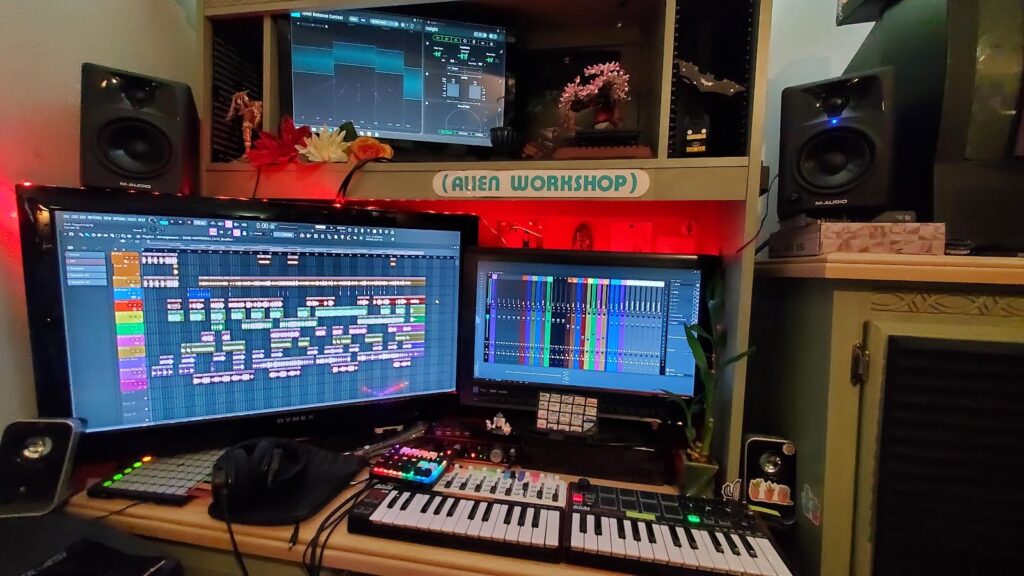 Zeshaun Hassan's computer setup to create his music mixes.