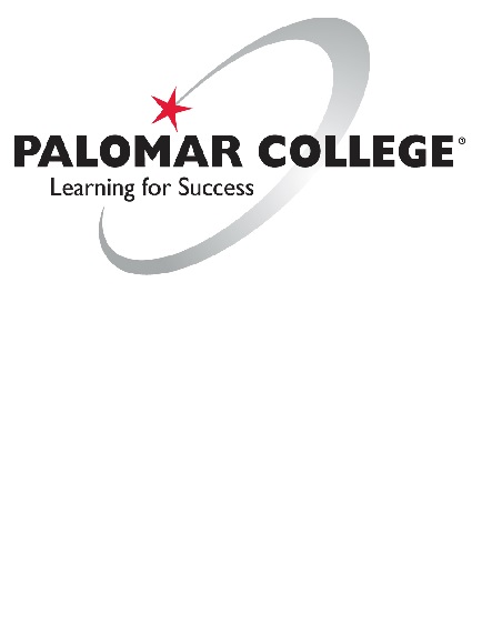 Palomar College logo: a circle with a star on the end representing a comet around the words, "Palomar College - Learning For Success".
