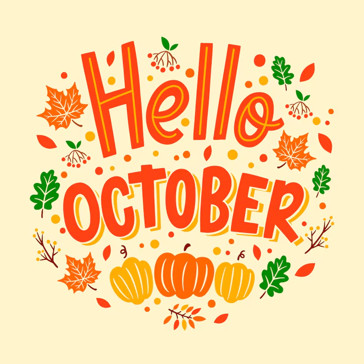 Hello October image with fall theme
