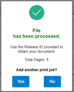 File will process and then display confirmation File has been processed.