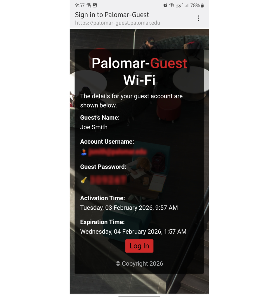 Additional Screen capture of captive portal.