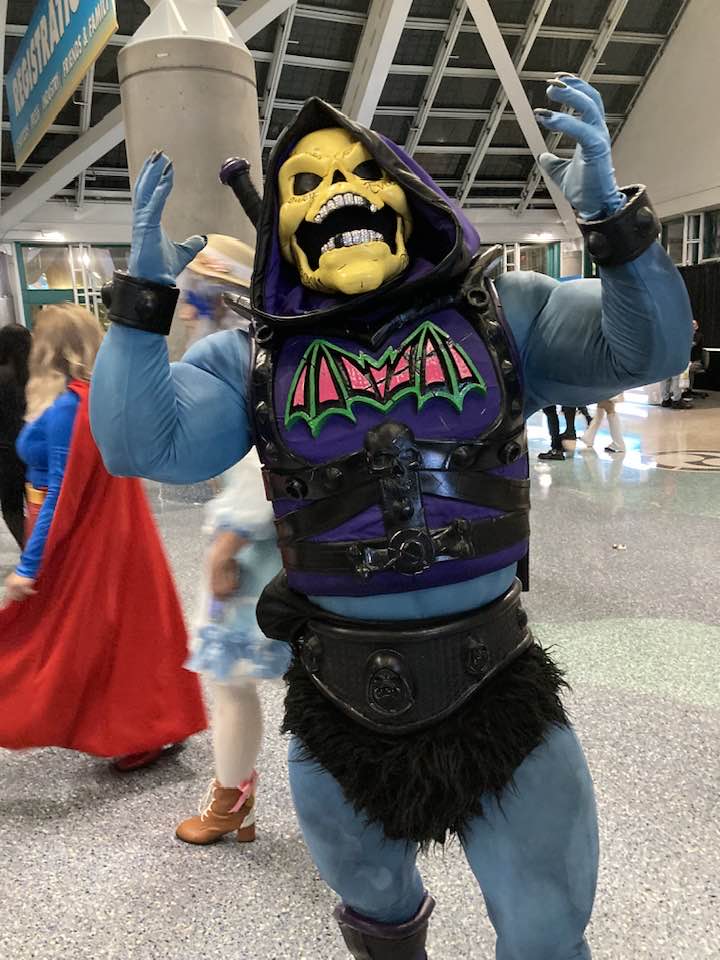 An individual dressed as Skeletor