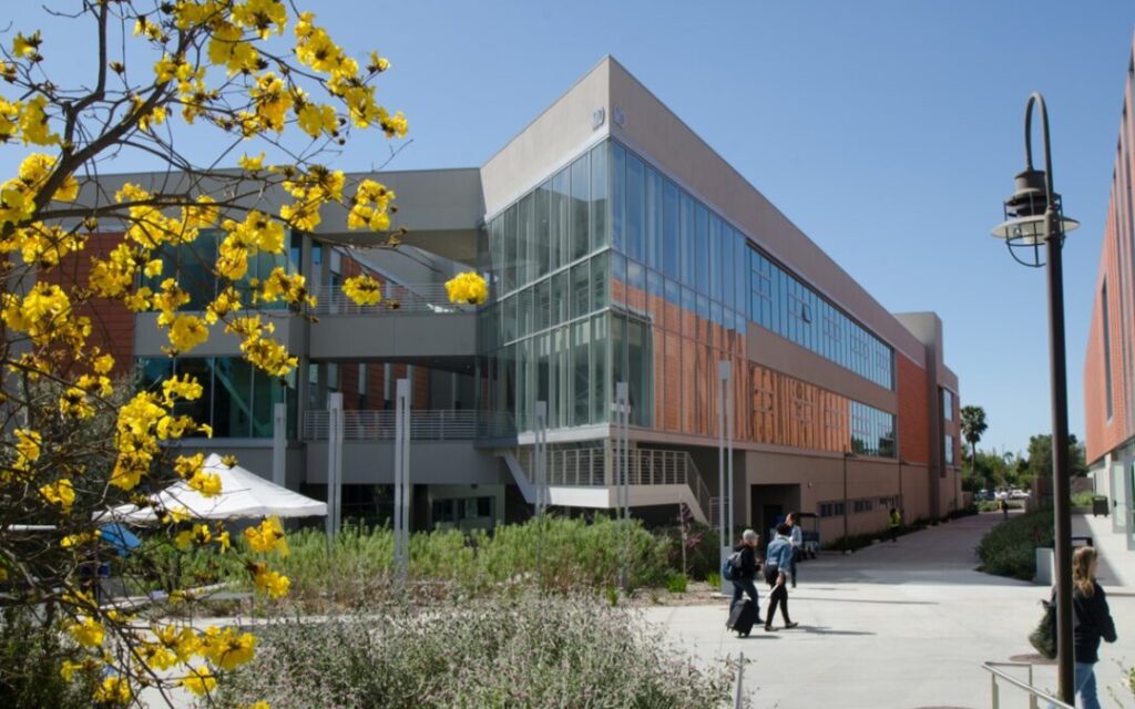 Photo of Palomar College's Library in the Spring.