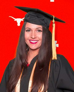 Former Palomar College student, Victoria (Aiello) Arnold in a cap and grown