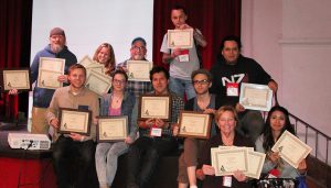 Group of Palomar College journalism students holding certificates