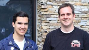 Two students in Palomar College’s digital broadcast arts program