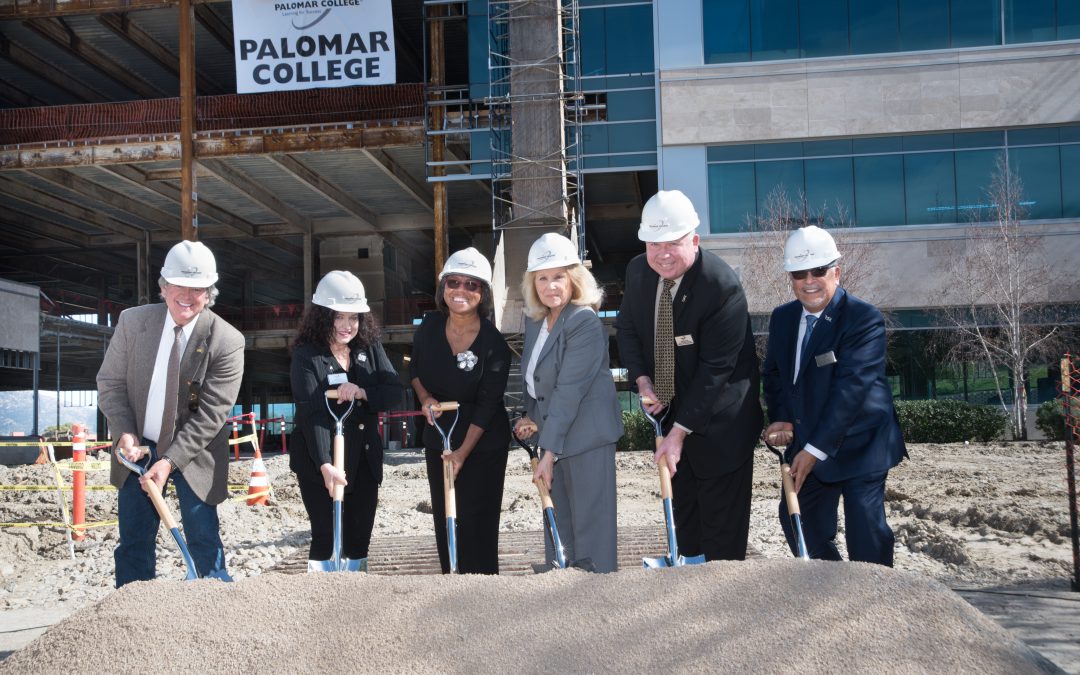Palomar leadership and staff with shovels at a groundbreaking ceremony