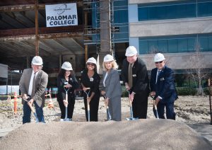 Palomar leadership and staff with shovels at a groundbreaking ceremony