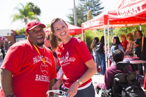 Volunteers on campus amongst students