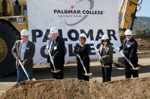 Palomar leadership holding shovels at groundbreaking ceremony