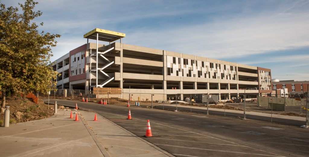Exterior view of parking structure