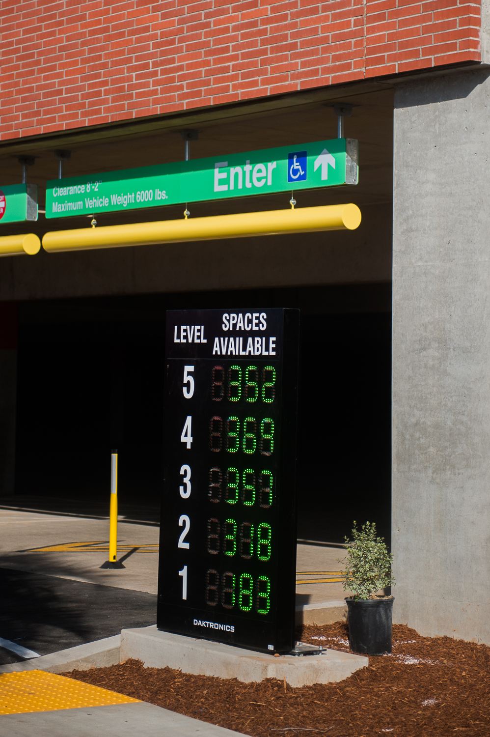 View of entrance to parking garage