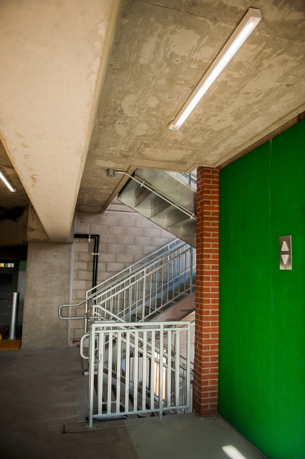 View of stairwell inside parking structure