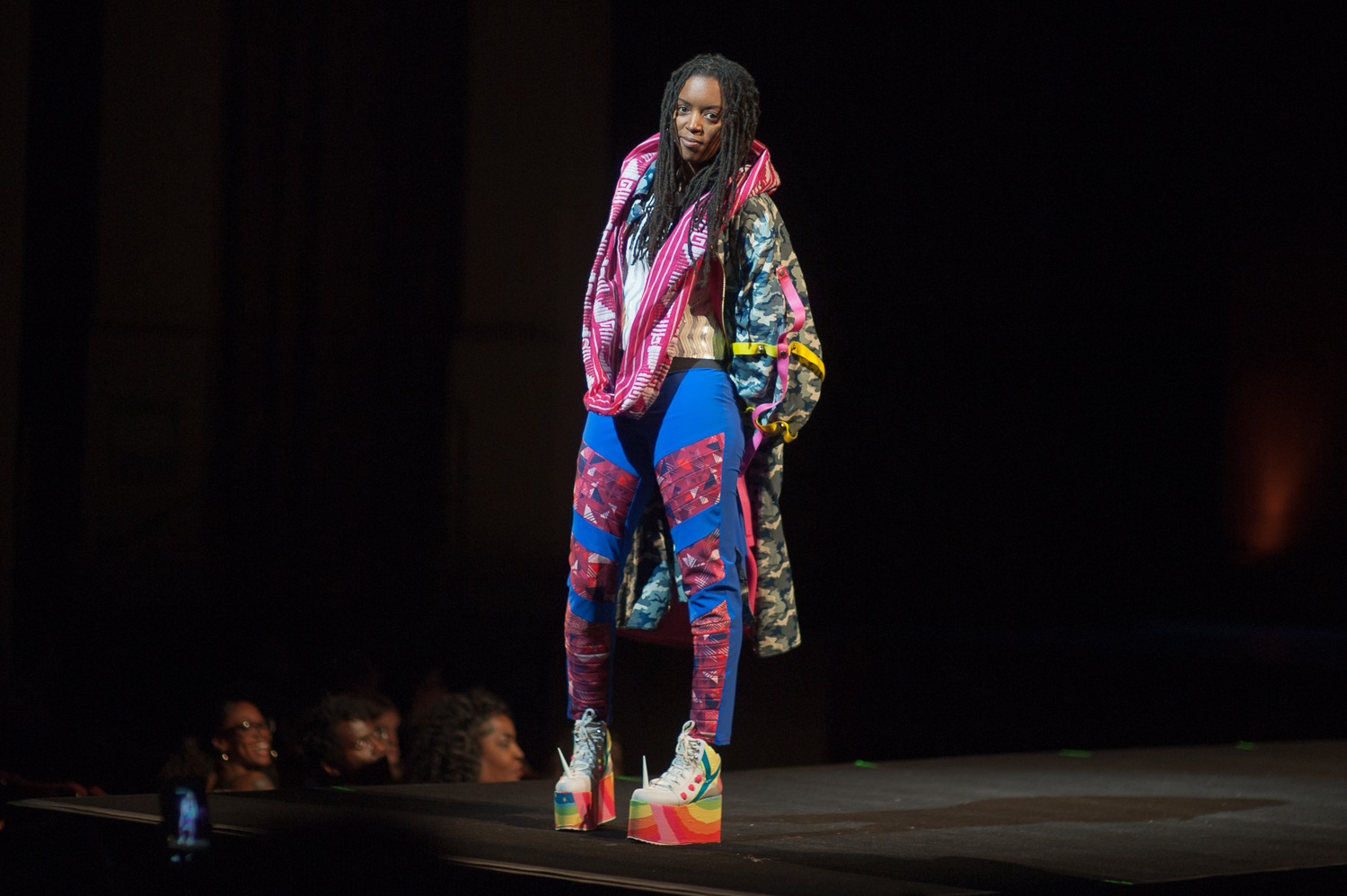 Female model posing on runway