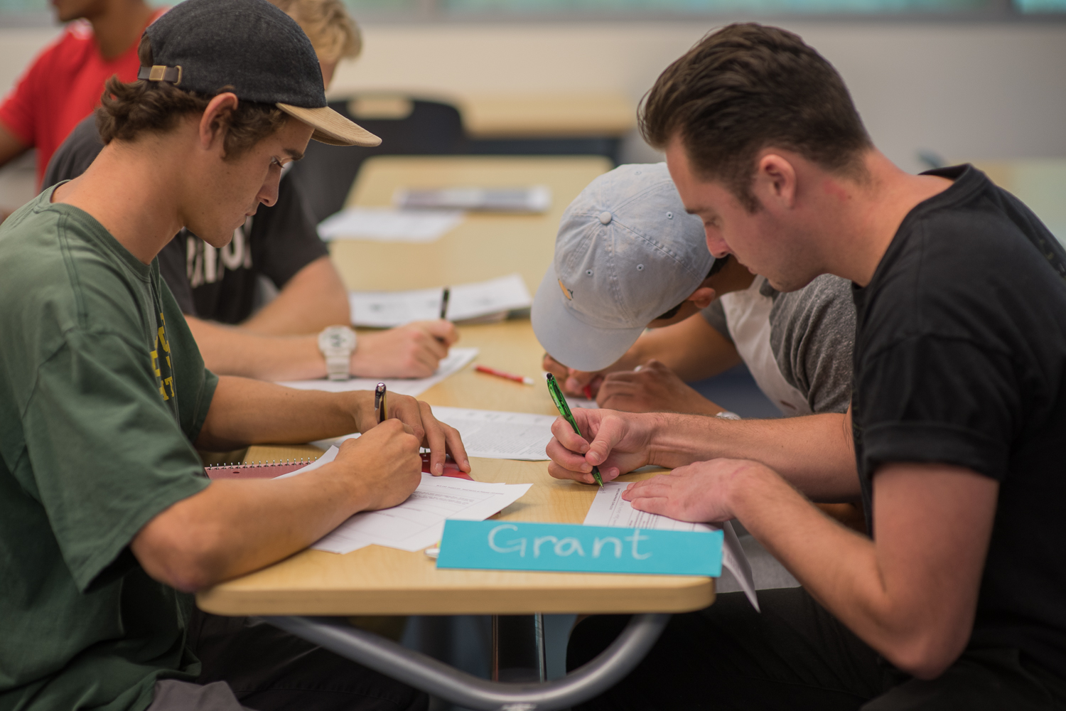 Students working together in a group on an assignment