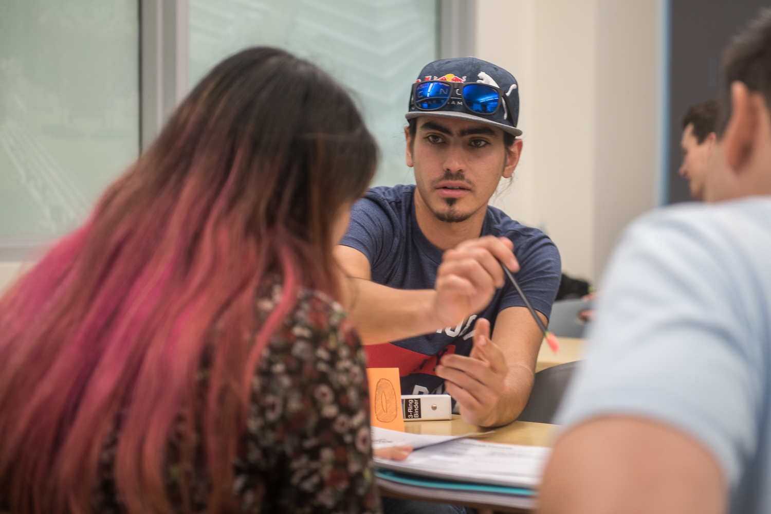 Students studying and interacting