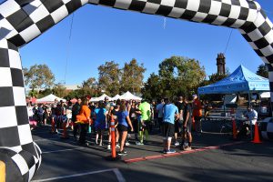 Runners gathered outside of the Monster Dash & Bash 5k